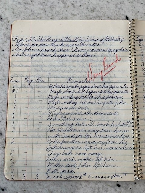 An excerpt from one of the author's elementary school classmate's notebook